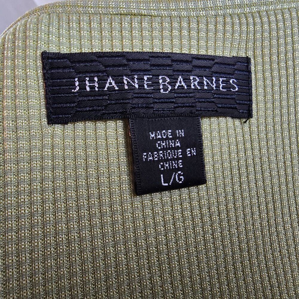 Jhane Barnes Polo Shirt Mens Large Green Textured Casual Club Retro Silk Nylon - Picture 5 of 7
